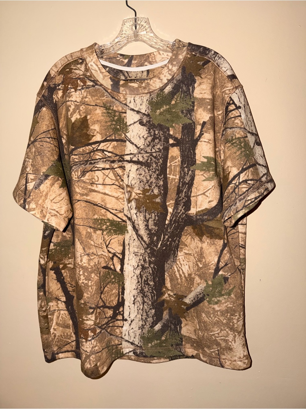 Fleece Camo Tree Print Short Sleeve Tee